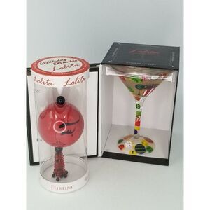 Lolita Handpainted Martini Glass 7 OZ Candle Ornament Flirtini Holiday New Lot 2
